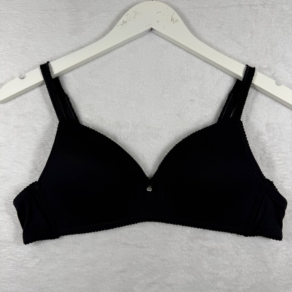 Adore Me Womens Black Demi‎ Bra Wireless Scalloped Trim BR-0923B-DEM 34A